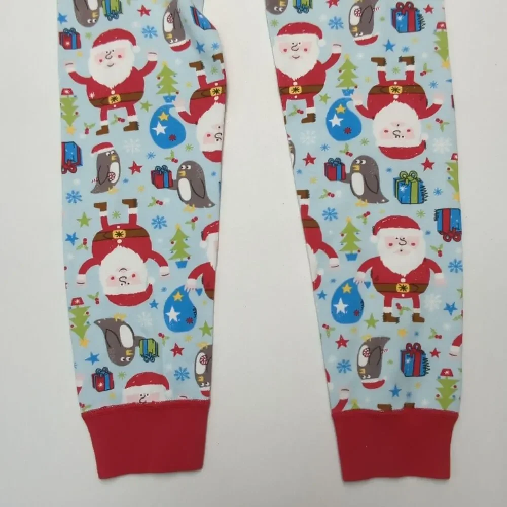 Hanna Andersson Blue Red Santa Organic Cotton Pajamas - Size 120 6/7